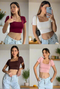 Long Sleeves Square Neck Crop Tops